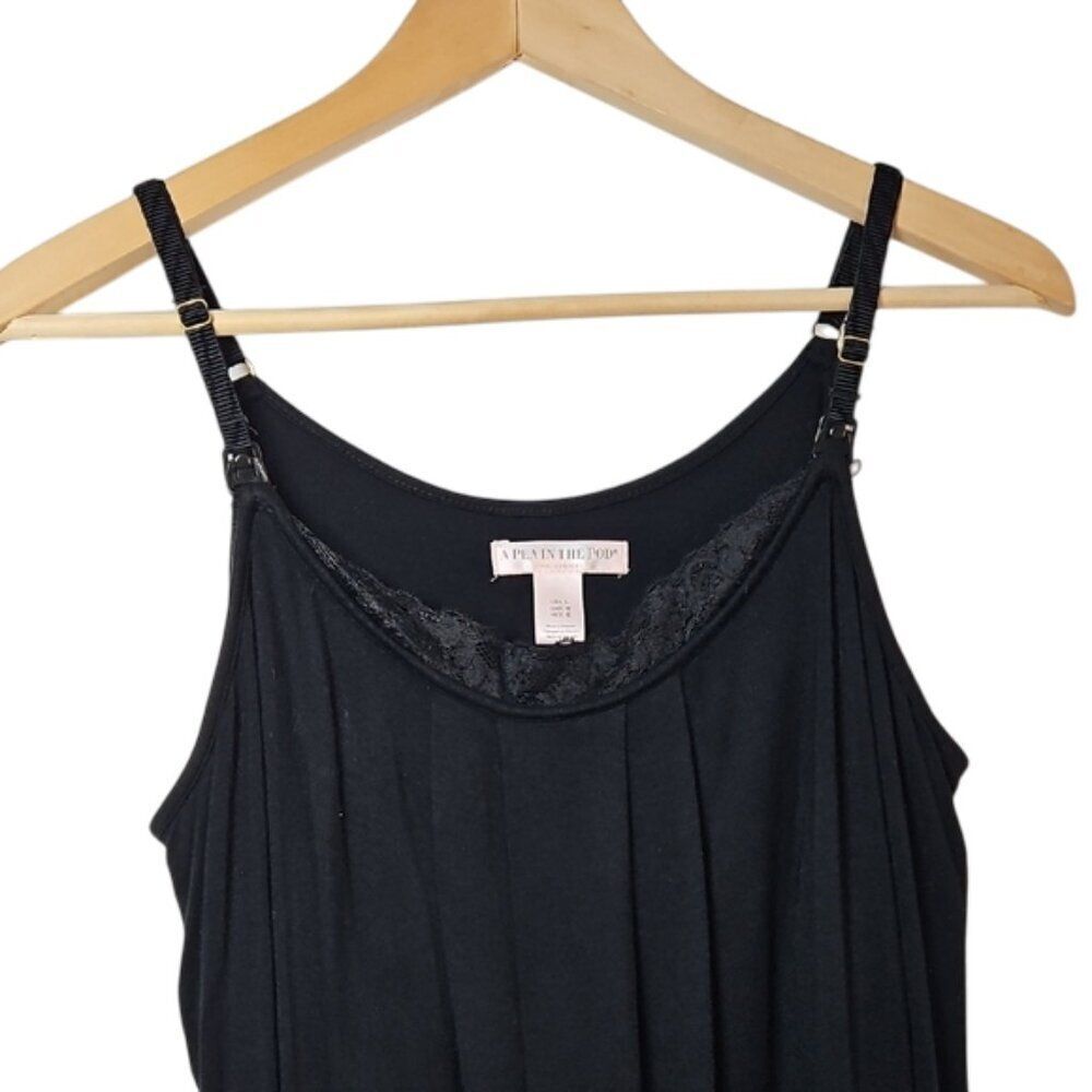 A Pea in the Pod Womens size L Babydoll Nursing Cami Black Lace Boho Whimsigoth